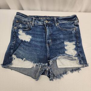 American Eagle Outfitters Blue Distressed Jean Shorts
